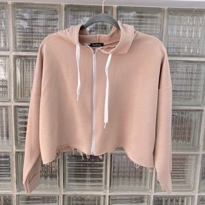 Cropped Nude Zip-up Hoodie😍